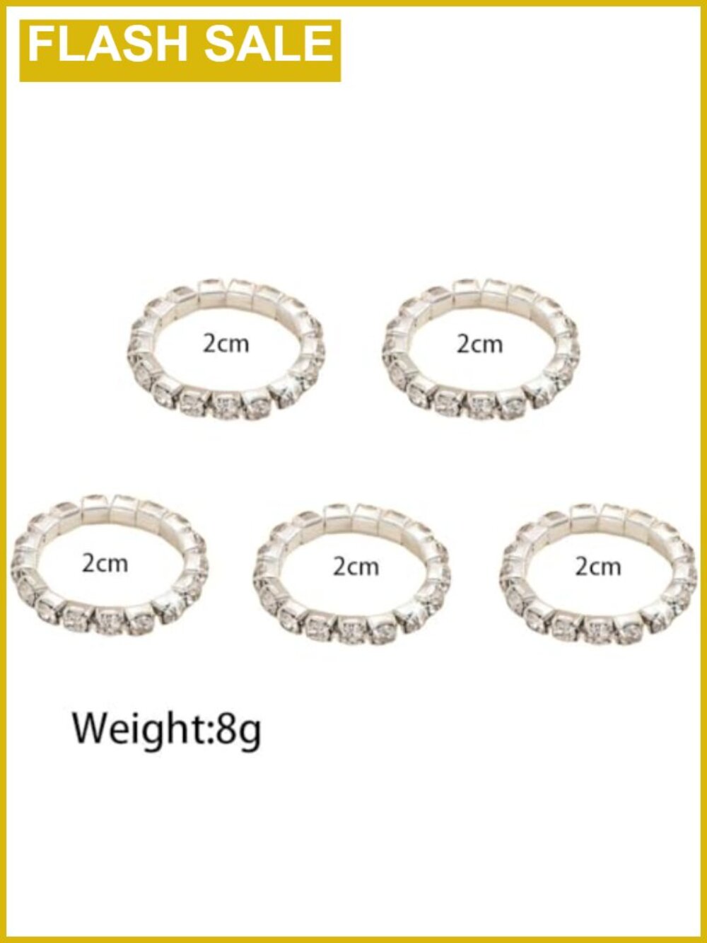 Rhinestone Stretch Stackable Rings Set Silver CZ Pave Stacking Rings - Picture 6 of 6